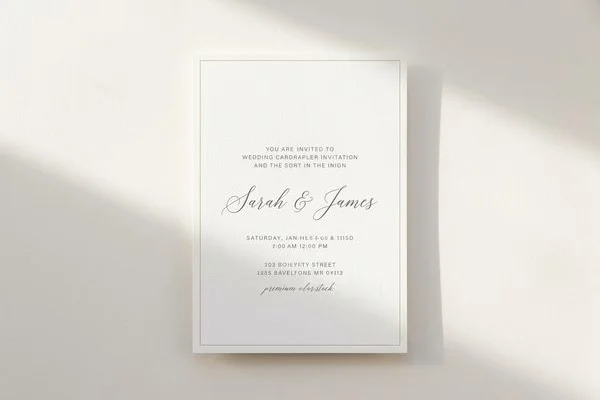 Minimalist LDS wedding invitation with clean typography