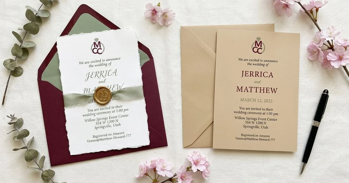 DIY wedding invitations compared side by side with professionally printed invitations